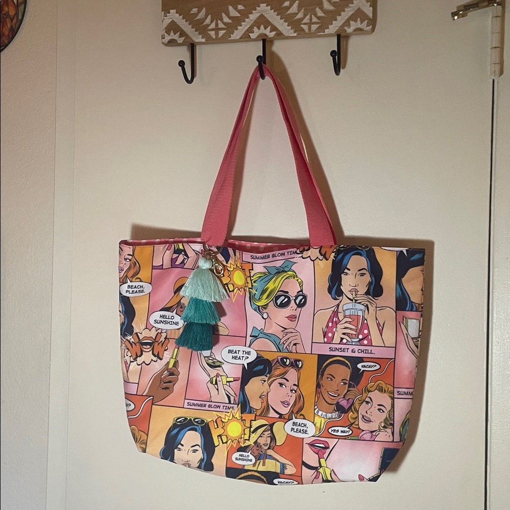 Estee Lauder Pink and Orange Comic Print Tote - Picture 9 of 9